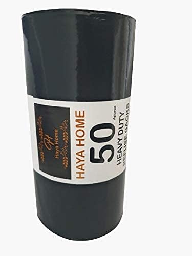 Haya Home Heavy Duty Black Bin Bags | 100L Recycled Refuse Sacks (50 Pack)