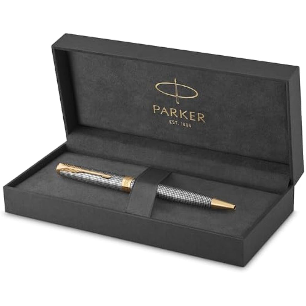 Parker Sonnet Ballpoint Pen – Chiselled Silver with Gold Trim