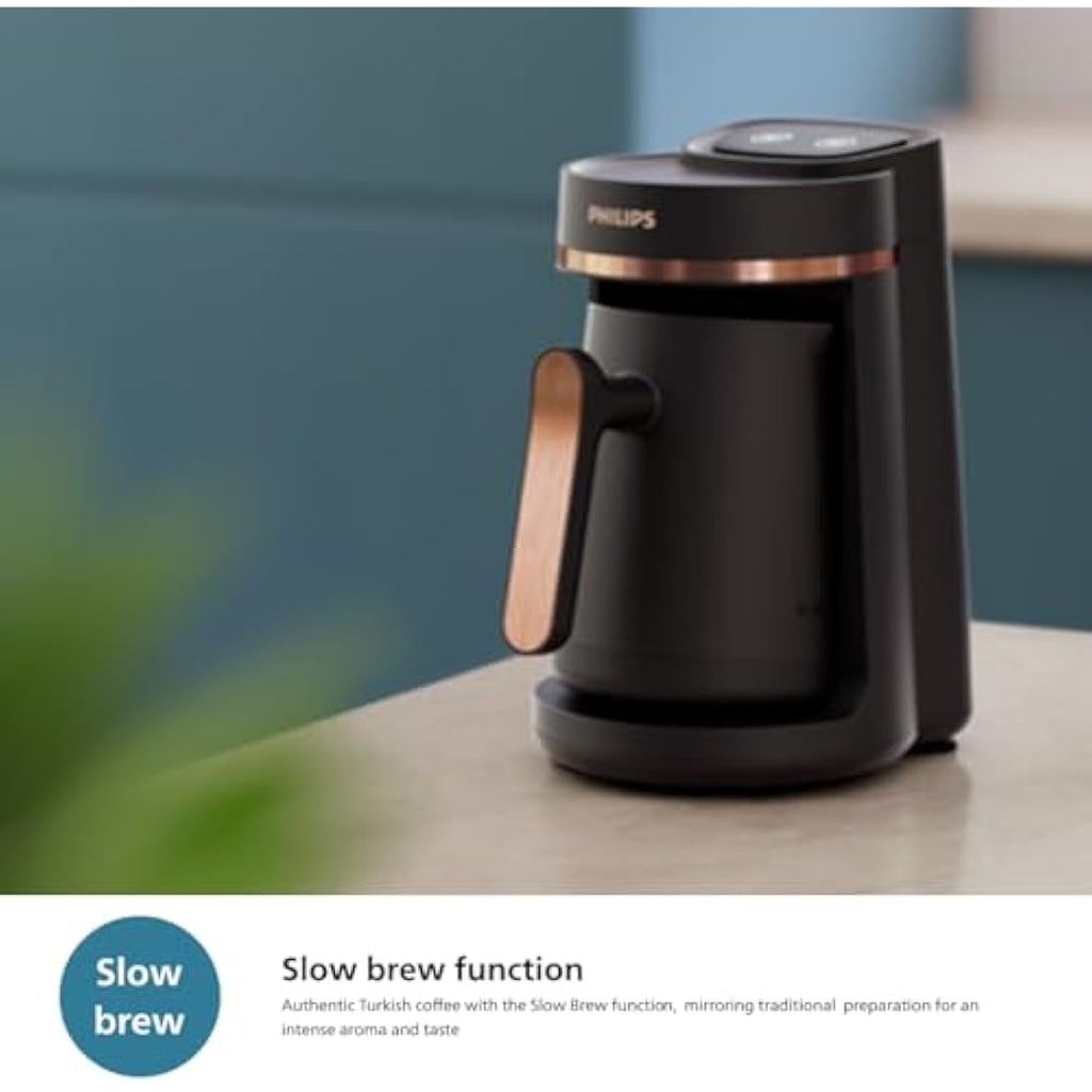 Philips Series 5000 Turkish Coffee Maker | 4-Cup Slow Brew – Black/Copper