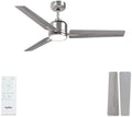 Newday 42" Silver Ceiling Fan with Dimmable LED Light and Remote Control