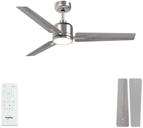 Newday 42" Silver Ceiling Fan with Dimmable LED Light and Remote Control