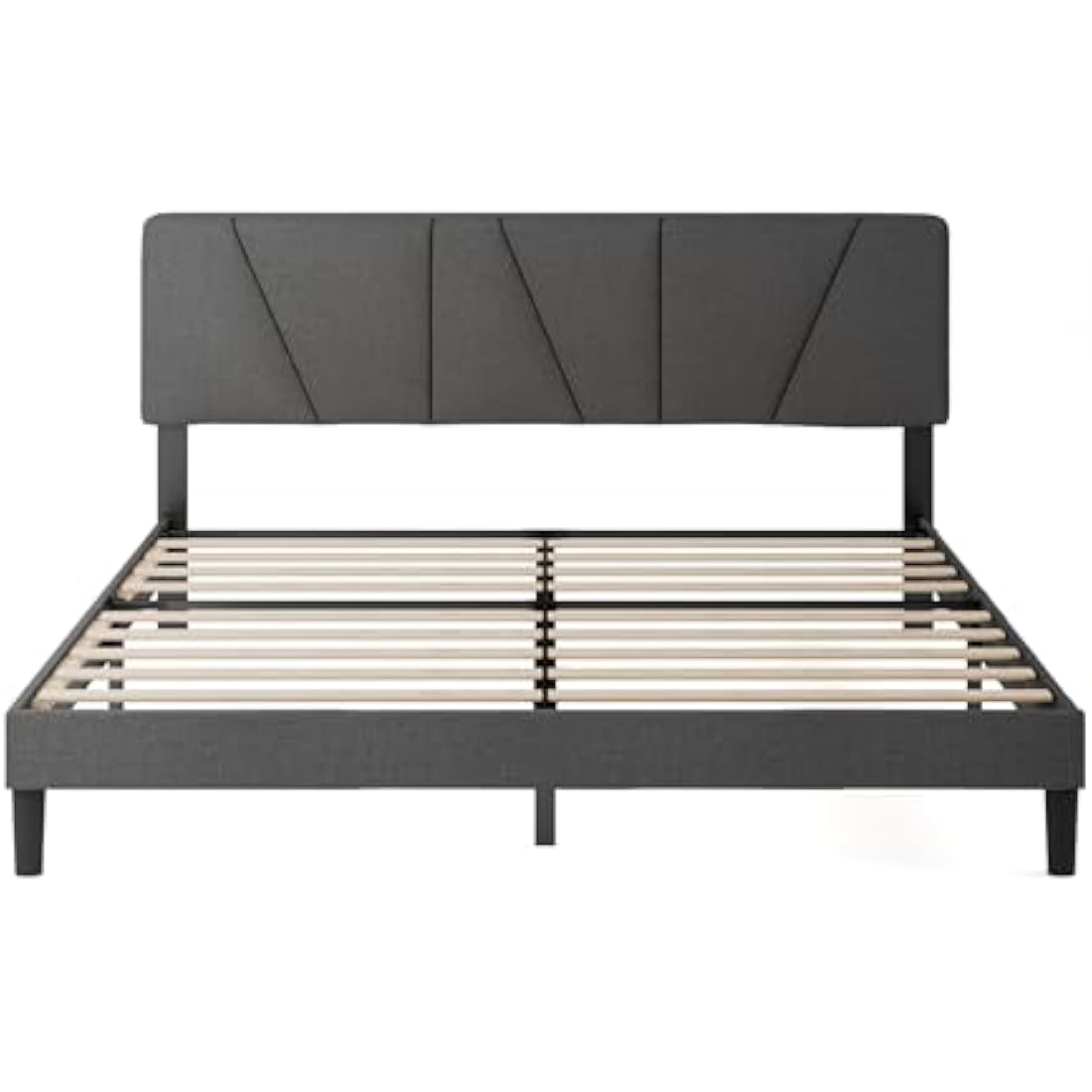 ZINUS Maya King Platform Bed Frame – Upholstered Headboard – Dark Grey
