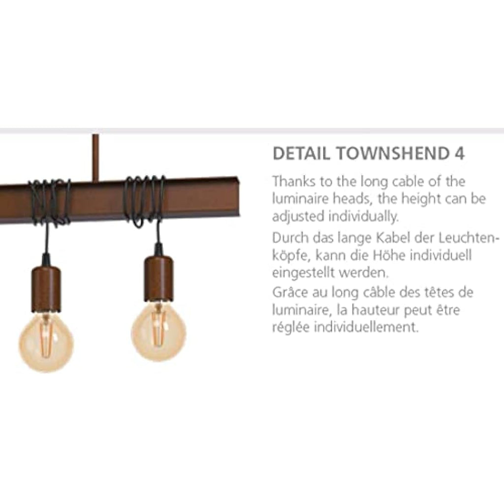 Eglo Townshend 6-Light Industrial Pendant Lamp | Antique Brown Steel