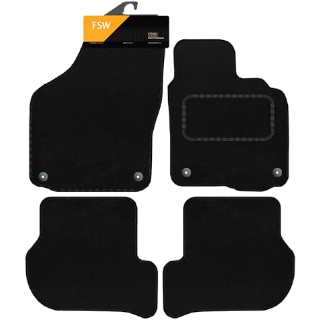 FSW Tailored Car Floor Mats for VW Golf MK6 2008-2012 | Black Carpet 4pc