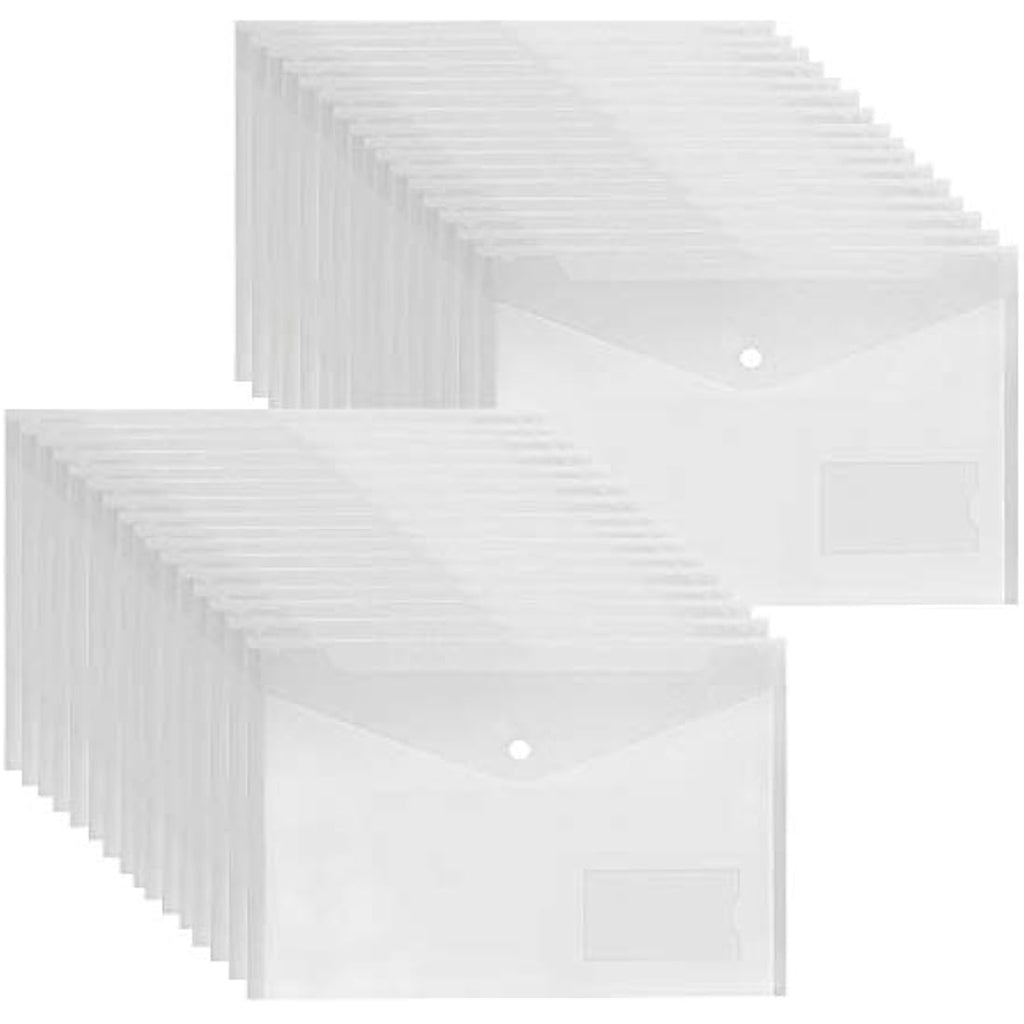 Jolof Store A4 Clear Plastic Wallets – 36 Pack Popper Document Folders