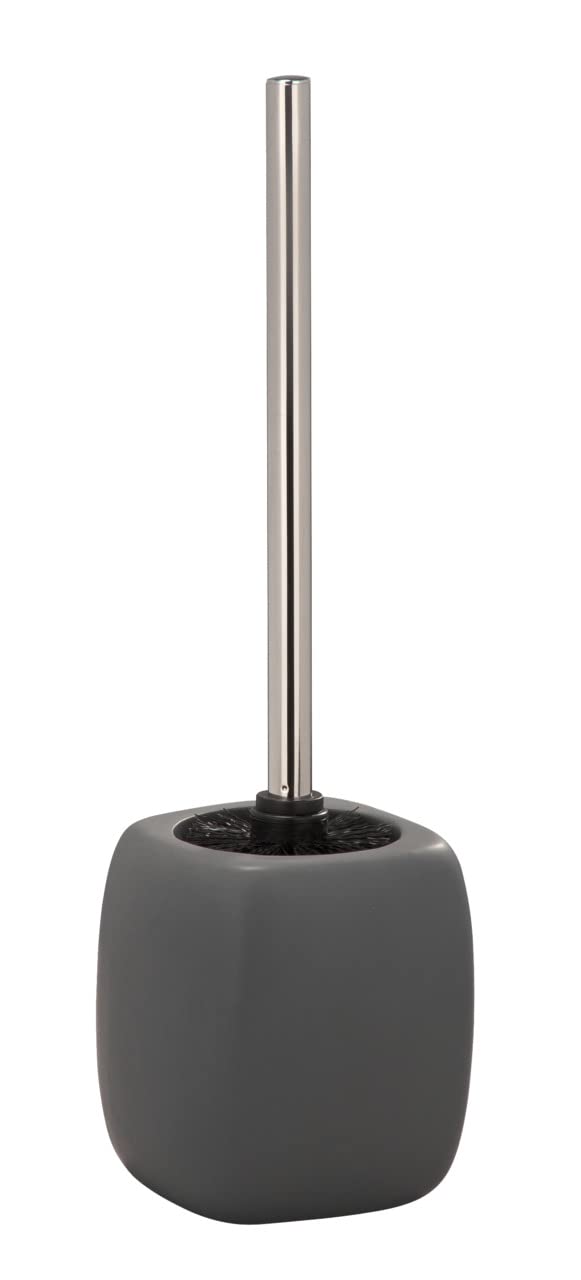 WENKO Faro Ceramic Toilet Brush Set – Grey Modern Bathroom Holder