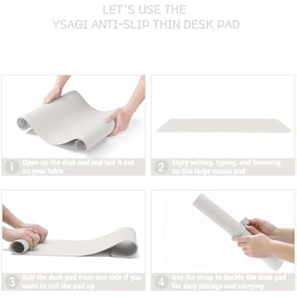 YSAGi PVC Leather Desk Pad – Waterproof Non-Slip Writing Mat, Gray (80x40cm)