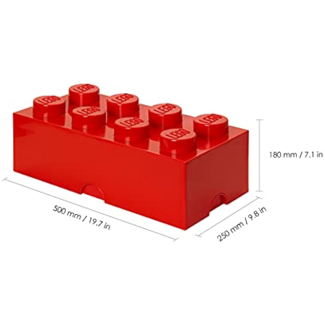 LEGO Storage Brick 8 Knobs Red – Stackable Plastic Toy Box, 12.1L