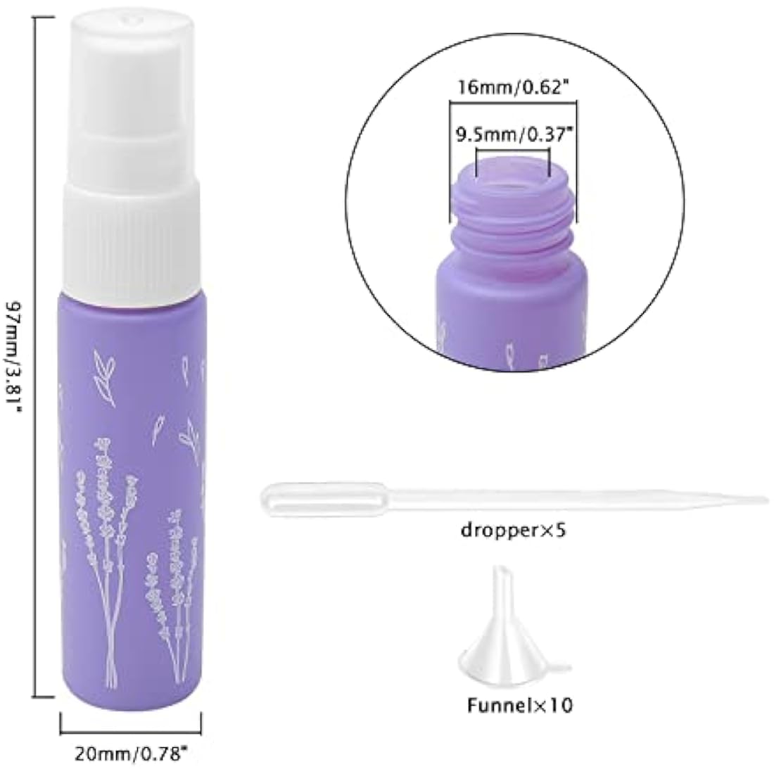 10ml Purple Glass Perfume Spray Bottles - 10 Pack Refillable