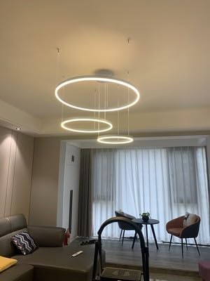 STARRYOL Modern LED Pendant Light | 3-Ring Dimmable Chandelier, 78W