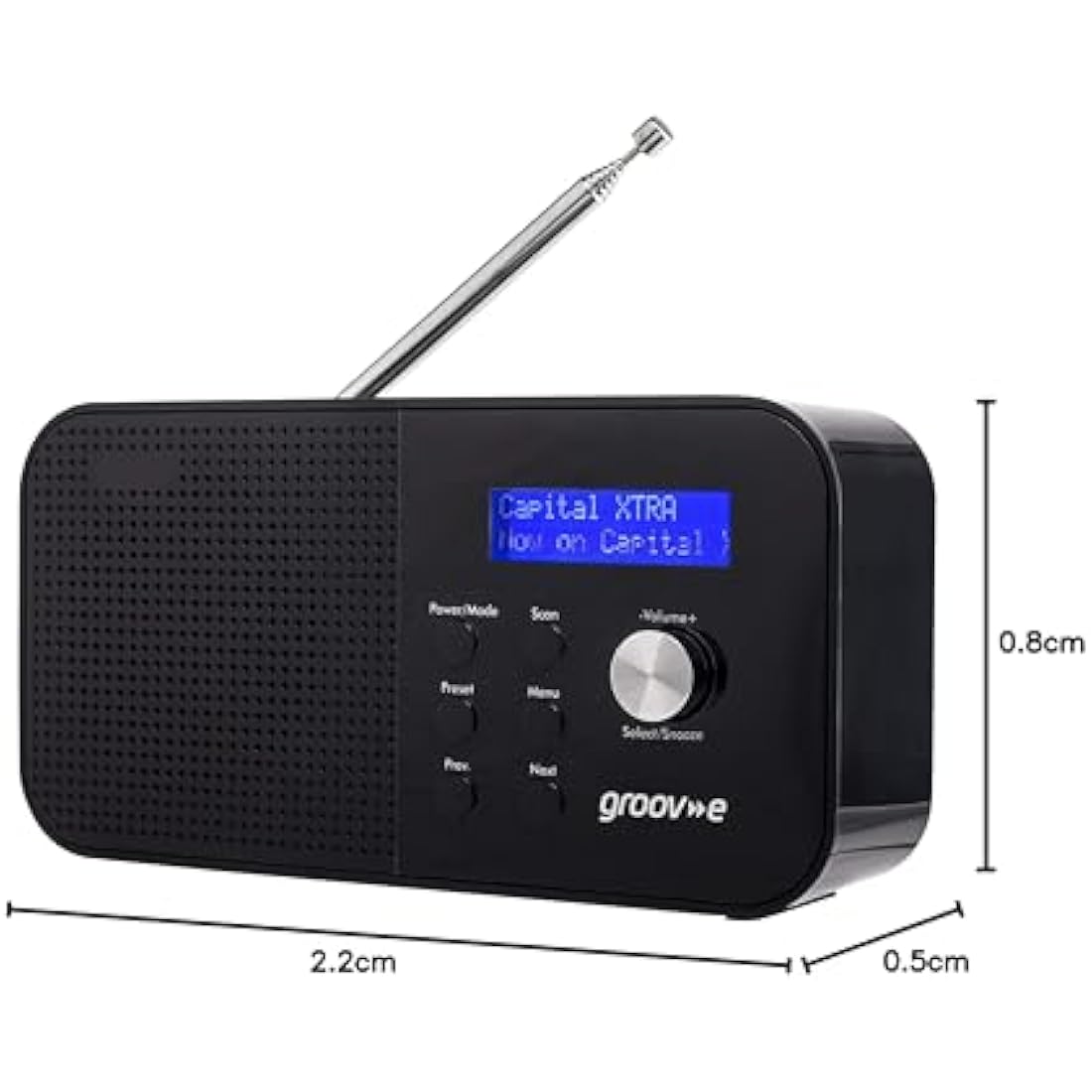 Groov-e Venice DAB/FM Digital Radio | Bluetooth & Alarm Clock - Black