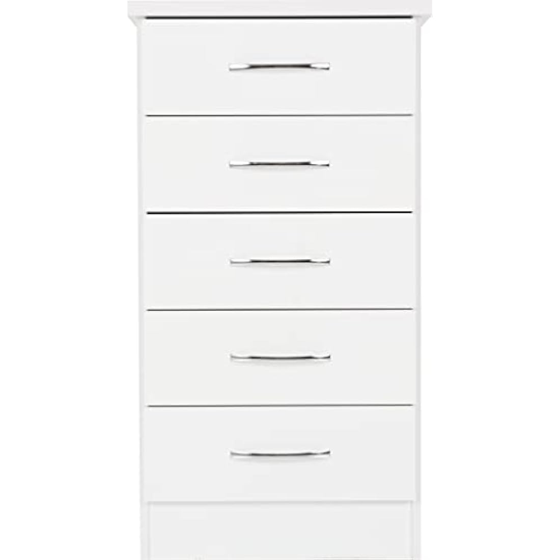 Seconique Nevada 5 Drawer Narrow Chest – White High Gloss Dresser