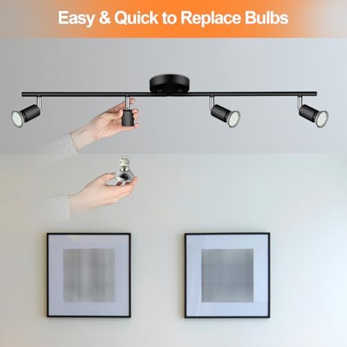4-Way GU10 Ceiling Spotlight Bar | Matte Black Metal Light