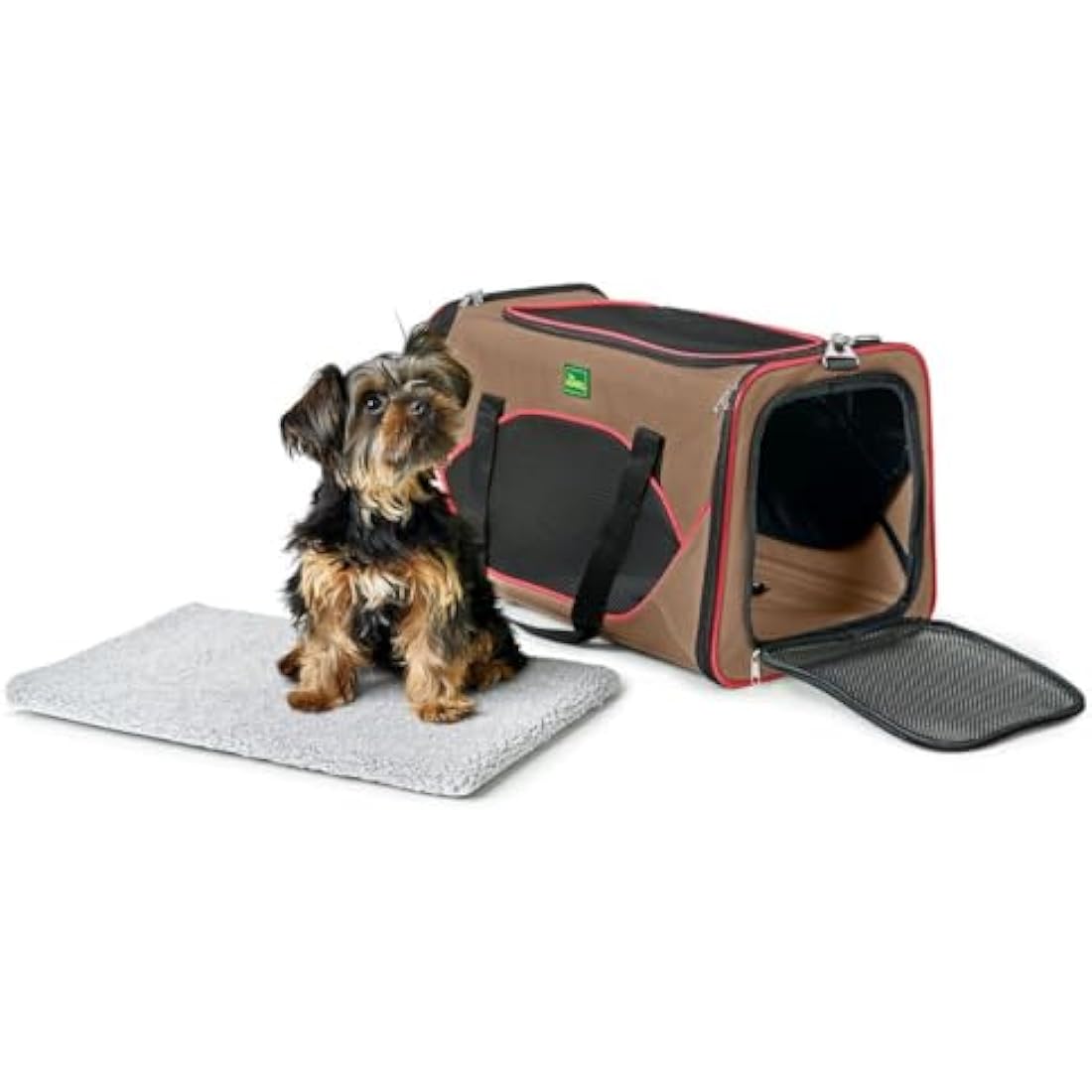 HUNTER Kansas Foldable Pet Carrier Bag – Beige/Red Washable Travel Bag