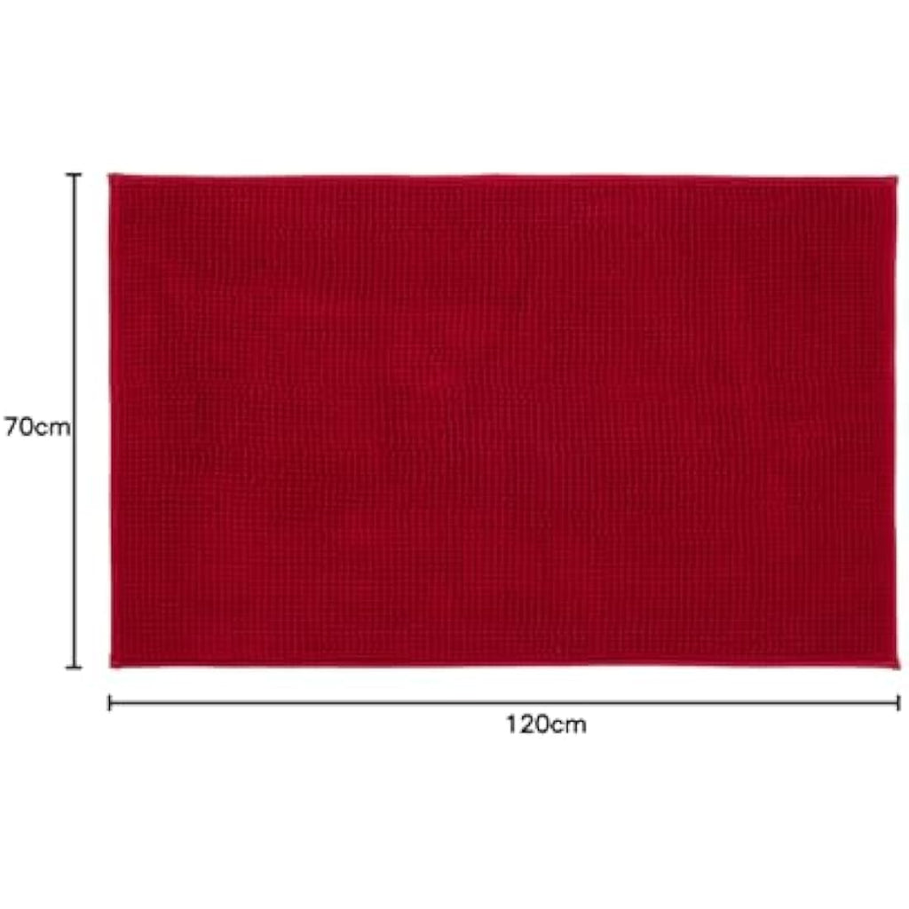 Gözze Anti-Slip Bath Mat – Super Soft Microfibre Rug, 70x120cm, Bordeaux