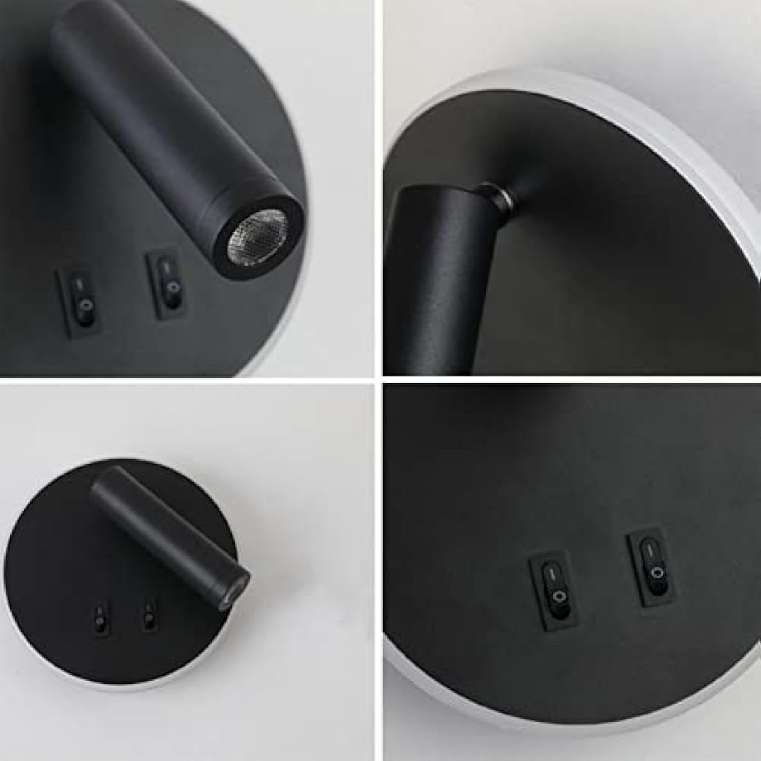 uksunvi LED Bedside Reading Wall Lamp – 12W Adjustable Spotlight, Black