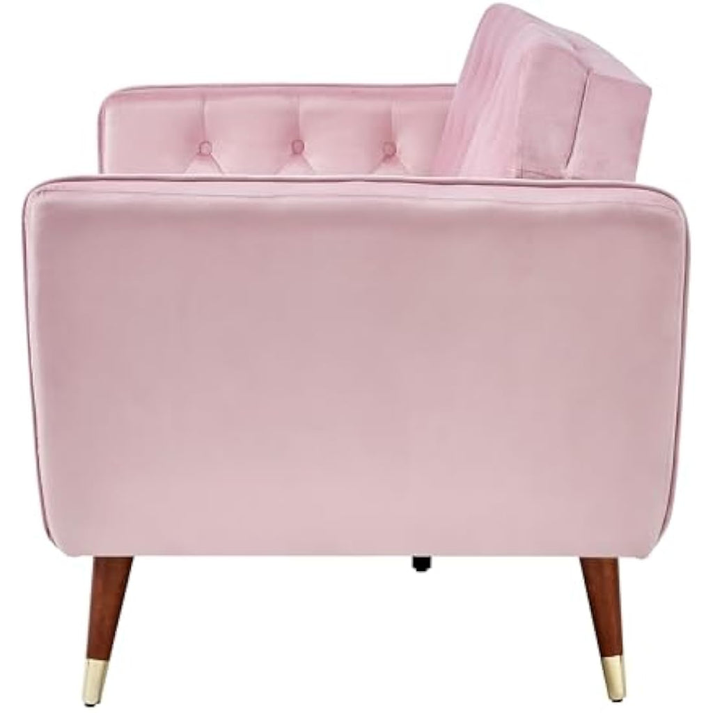 Bravich Victoria 3 Seater Velvet Sofa Bed with Gold Legs – Rose