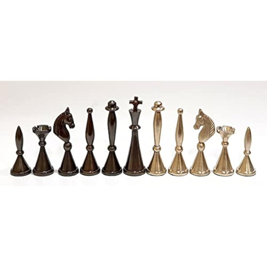 Brass and Copper Metal Chess Pieces - Luxury Chessmen