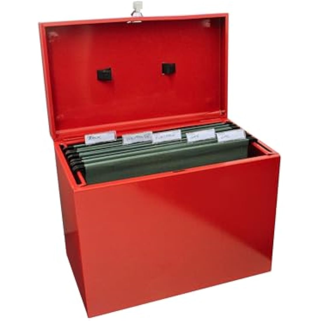 Cathedral A4 Steel File Box with 5 Suspension Files & Lock – Red