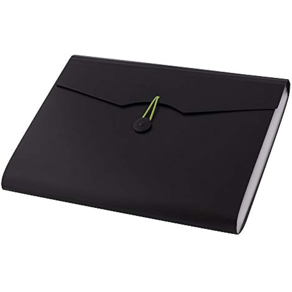 D.RECT A4 Expanding File Folder | 12-Pocket Document Organiser - Black