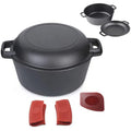 Pinnacle Cookware Pre-Seasoned Cast Iron Dutch Oven and Skillet Lid, 4.7L