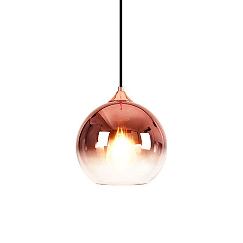 MZStech Modern Glass Globe Pendant Light – 30cm Rose Gold Chandelier