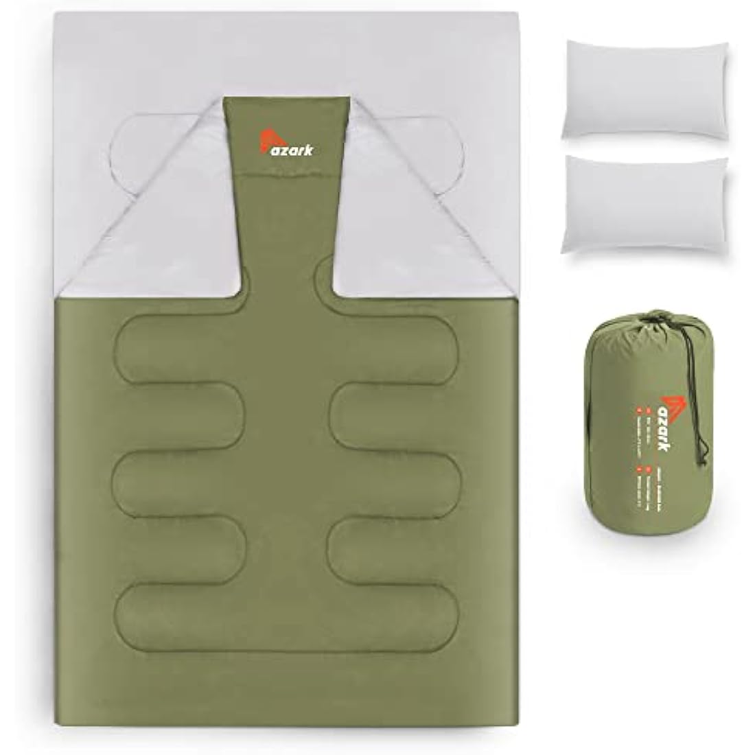 azark Double Sleeping Bag – 350GSM Waterproof Mummy Bag for Camping