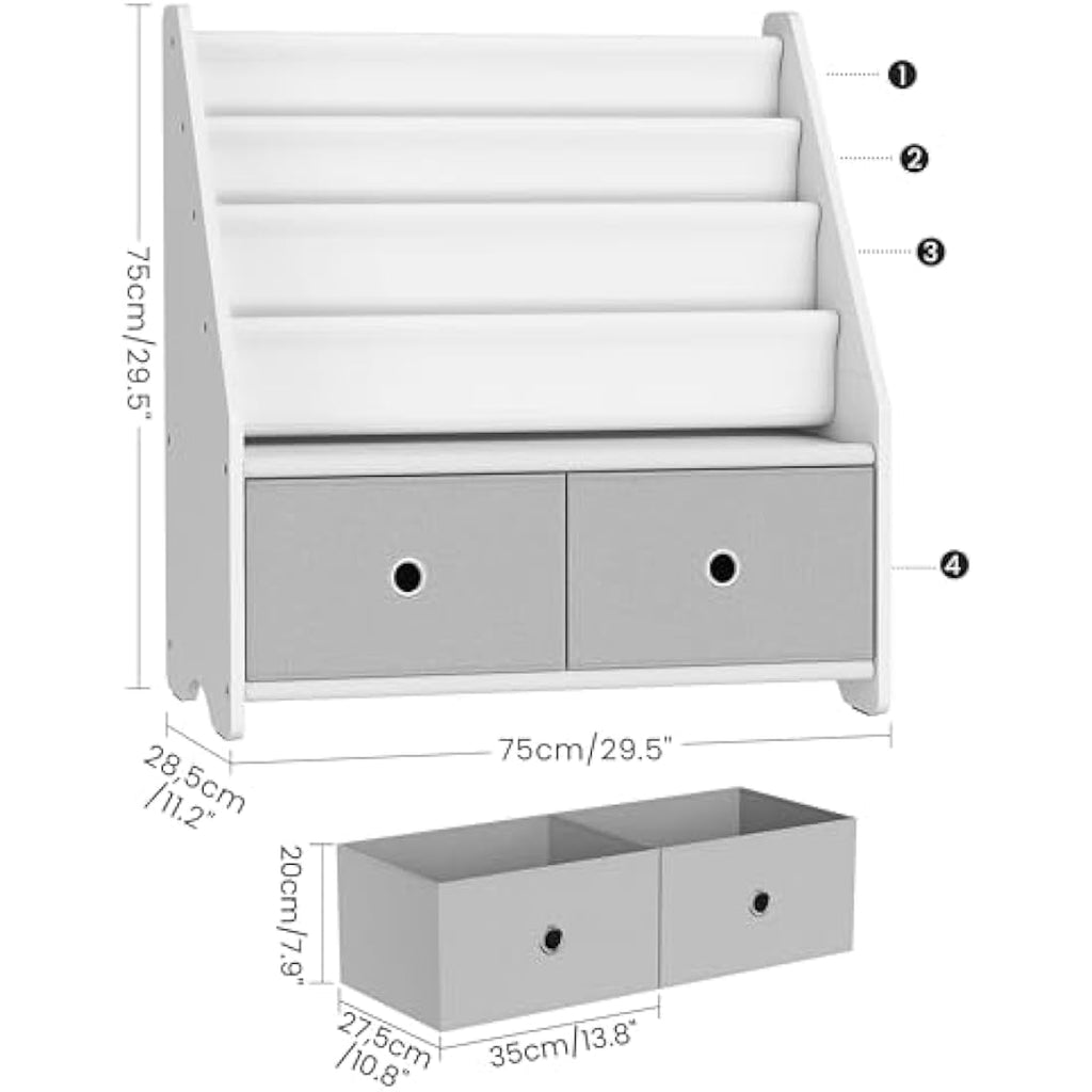 Kids Bookshelf – 4 Tier Children's Bookcase with Toy Storage