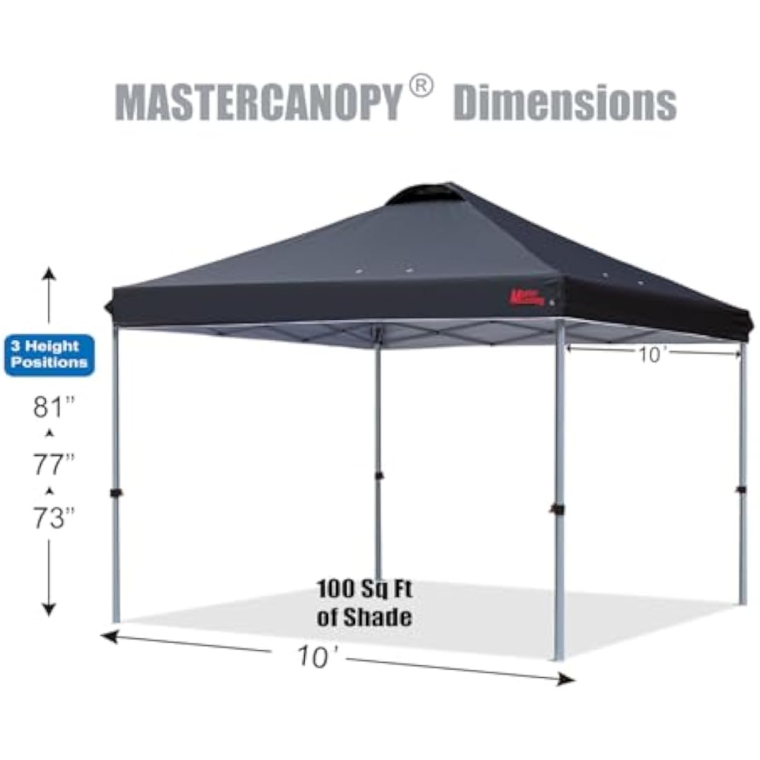 MASTERCANOPY 3x3M Pop-up Gazebo Tent | UV Protection Canopy - Black