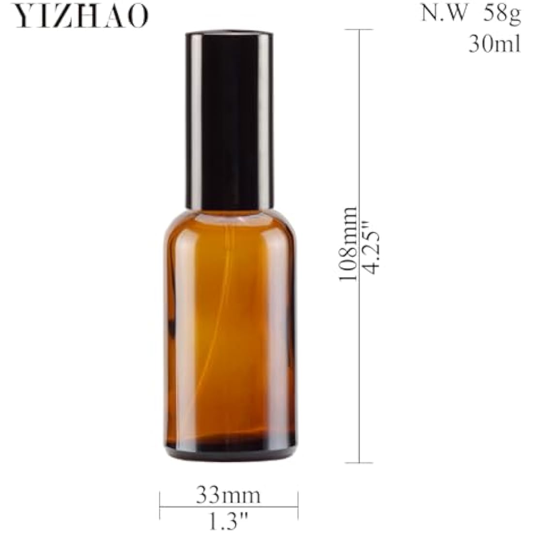 Amber Glass Fine Mist Spray Bottles for Essential Oils – 6 Pack