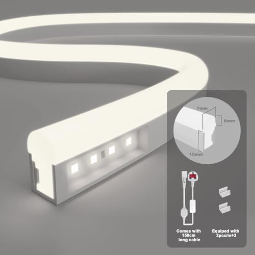 KSIBNW Neon LED Strip Light | 30m Waterproof IP65 Flexible Rope | Cool White