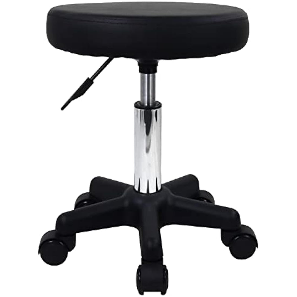 FURWOO Round Rolling Stool | Adjustable Swivel Salon Chair - Black