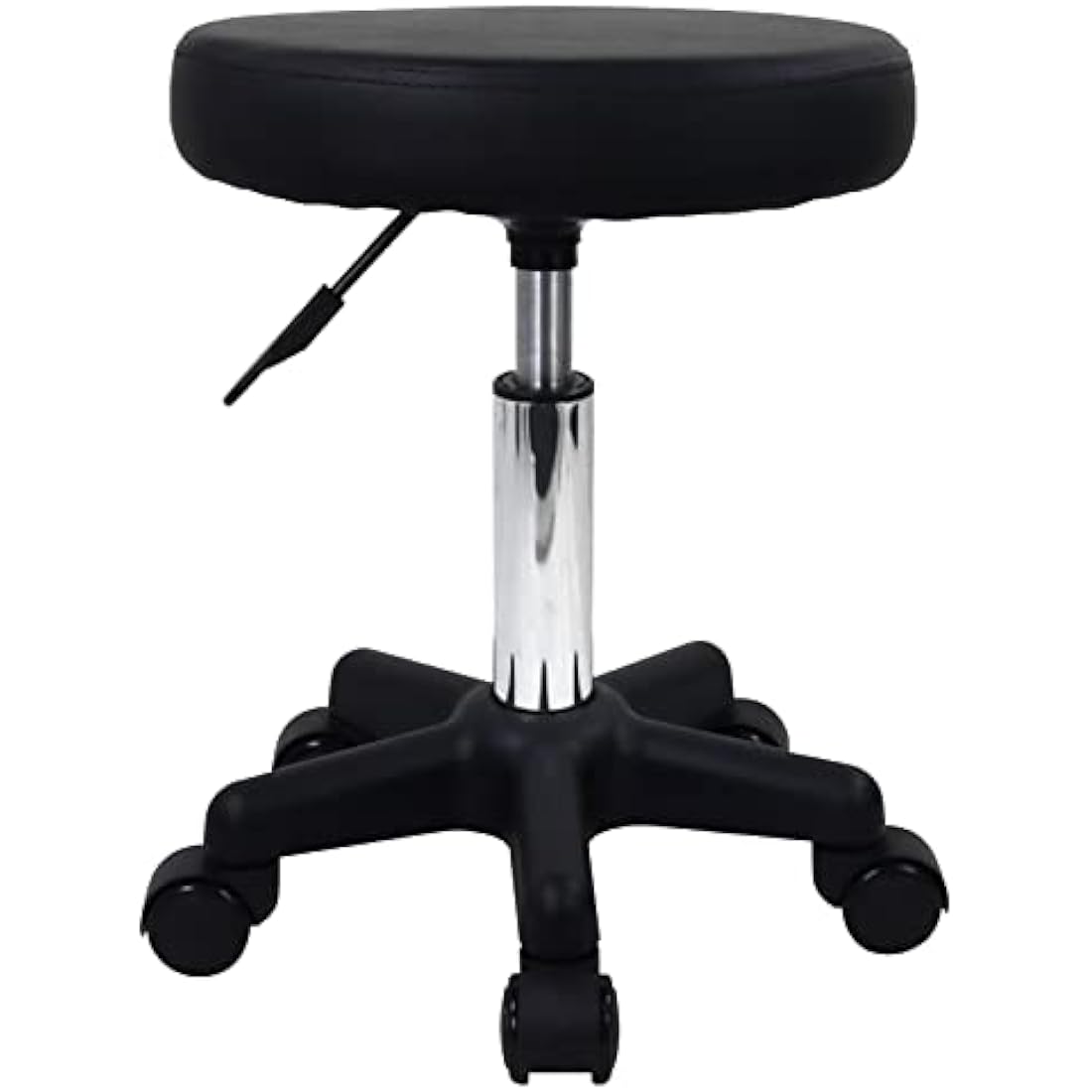 FURWOO Round Rolling Stool | Adjustable Swivel Salon Chair - Black