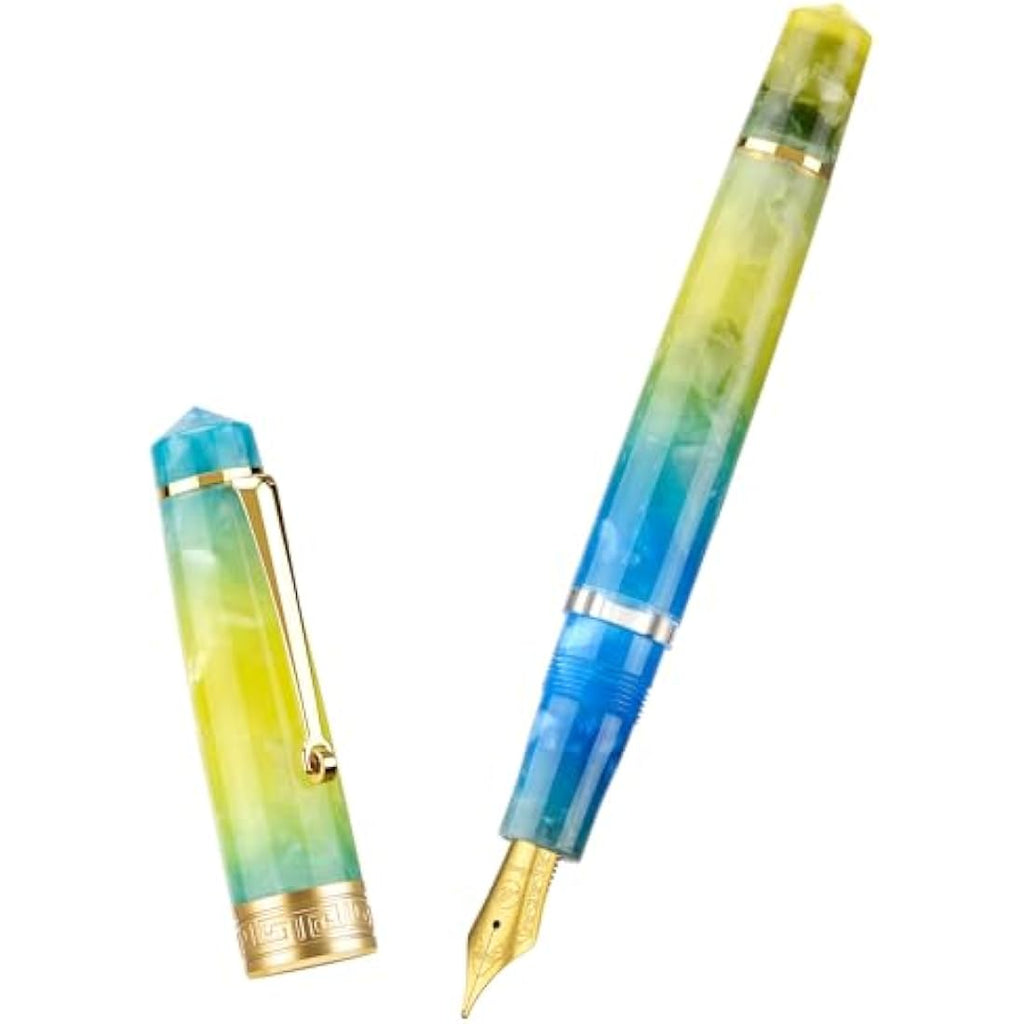 Asvine P20 Piston Fountain Pen – Gradual Yellow Resin, Fine Nib