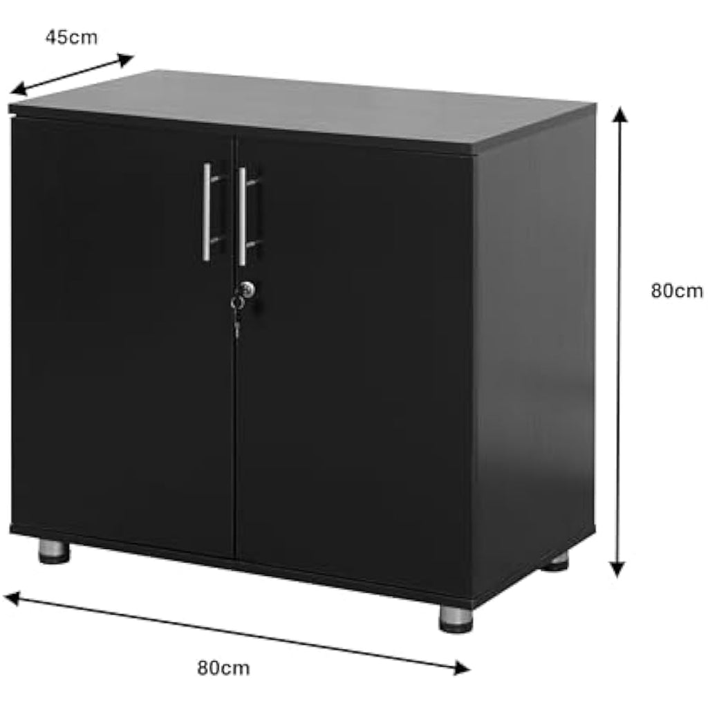 MMT Furniture Black Lockable Office Storage Cabinet | 75cm Desk Height
