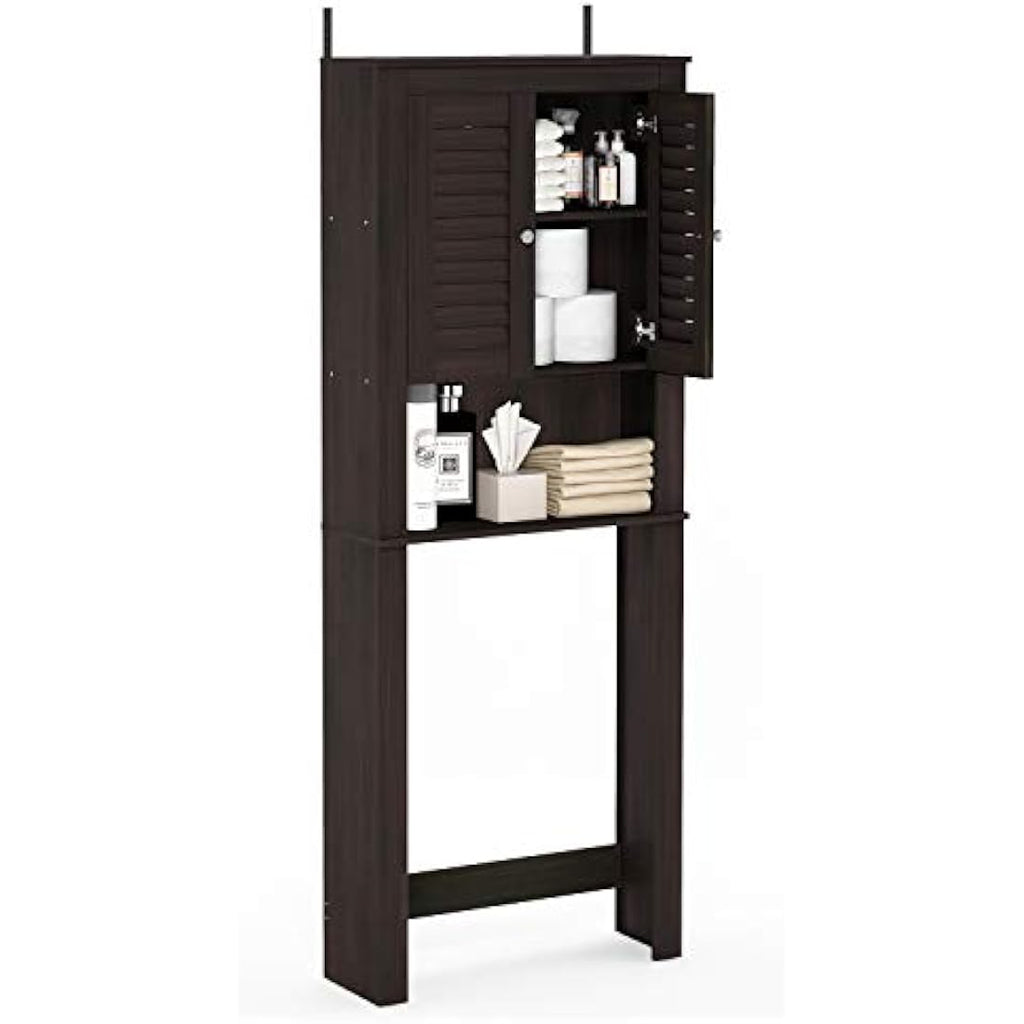 Furinno Wall Mounted Storage Cabinet | Espresso MDF Wood Shelving