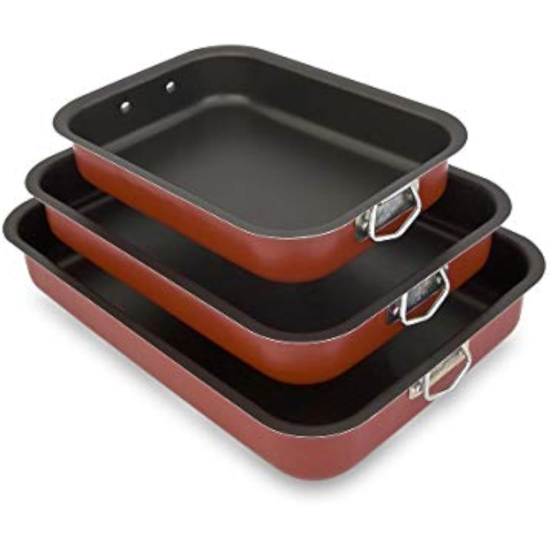 Menax Non-Stick Roasting Pan Set – 3 Piece Aluminum Oven Baking Trays