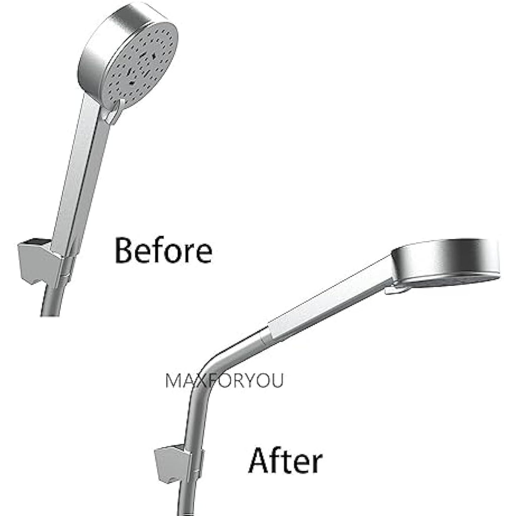 Maxforyou 20cm Curved Shower Extension Arm | G1/2 Stainless Steel
