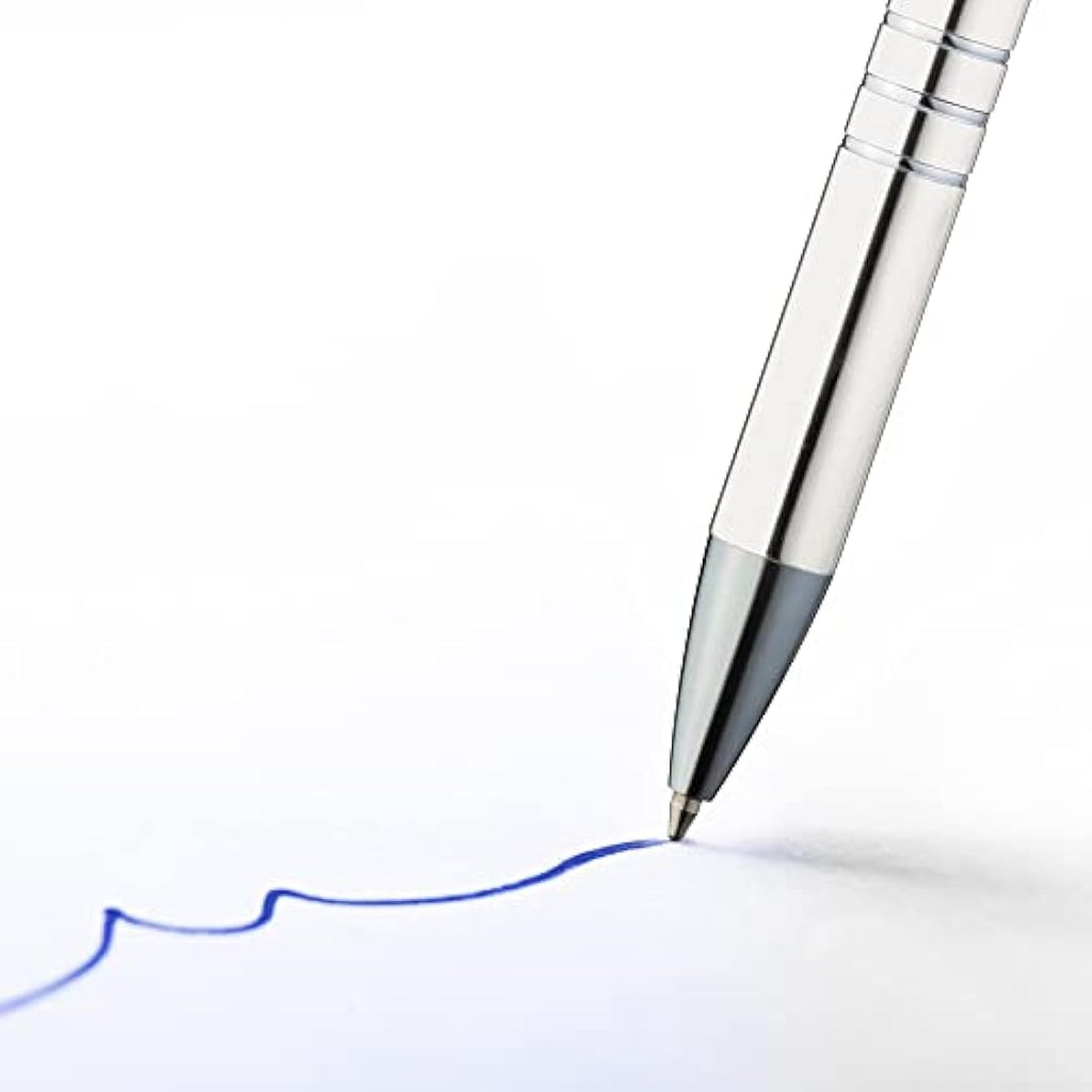GIMEI Metal Ballpoint Pen Pack of 50 – Ergonomic Blue Ink Pens, White