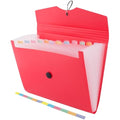 D.RECT A4 Expanding File Folder | 12 Pockets Document Organiser - Red