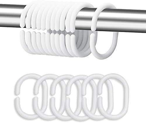 Plastic Shower Curtain Rings Hooks for Bathroom Shower Window Rod 24 Pack White - image 2