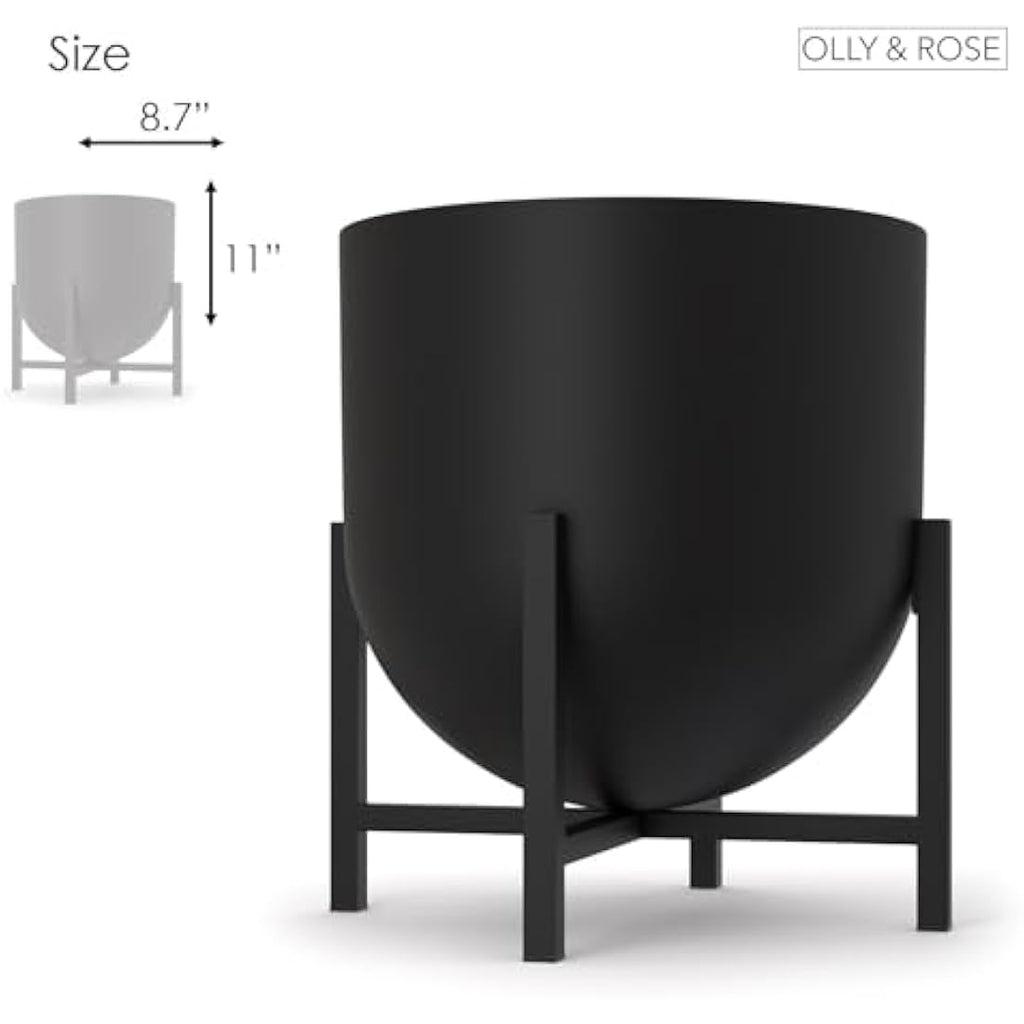 Olly & Rose Metal Indoor Plant Pot with Stand – Matt White, 22cm
