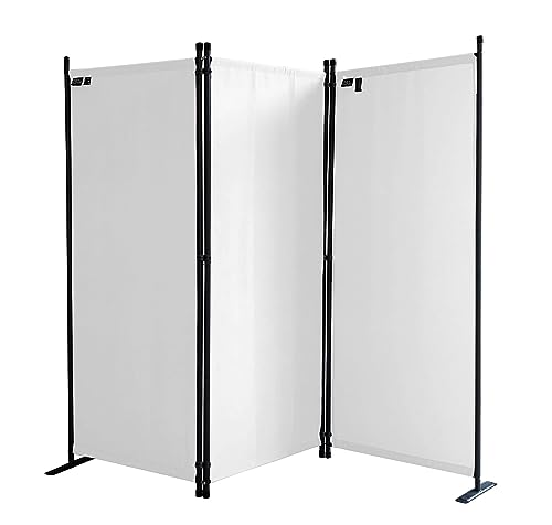 QUICK STAR 3-Part Room Divider - 170x165cm Foldable Privacy Screen White