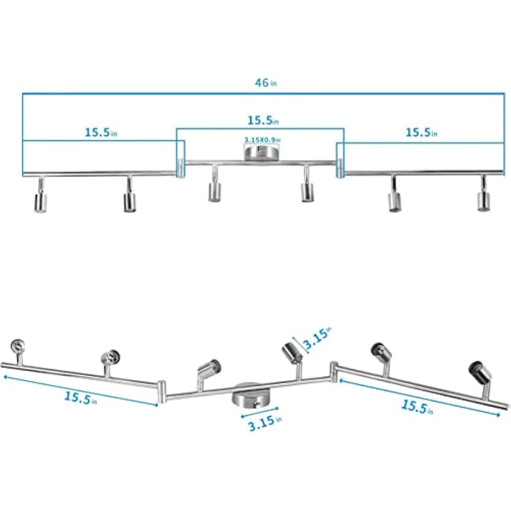 HURYEE 6-Light Track Lighting Kit | Brushed Nickel Ceiling Spotlight