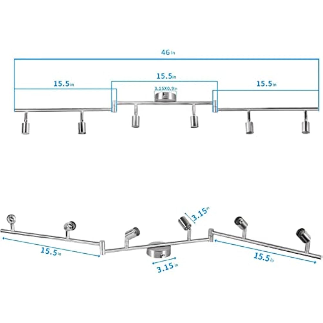 HURYEE 6-Light Track Lighting Kit | Brushed Nickel Ceiling Spotlight