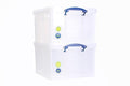 Really Useful Box 42 Litre Clear Plastic Storage Bins | Pack of 2