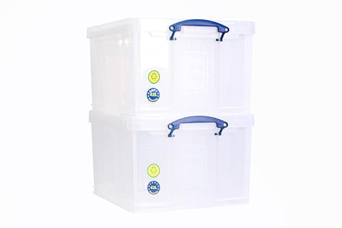 Really Useful Box 42 Litre Clear Plastic Storage Bins | Pack of 2