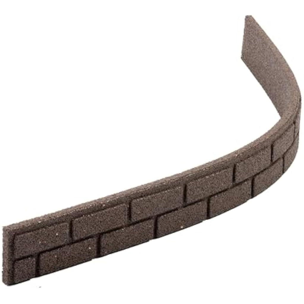 Nicoman Brick Effect Garden Edging - Recycled Rubber Border, Brown, 12pk
