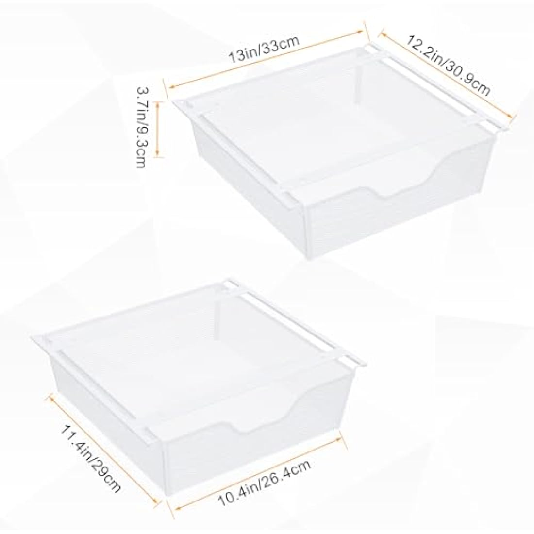 Under Shelf Pull Out Basket – 2 Pack Metal Wire Mesh Drawer