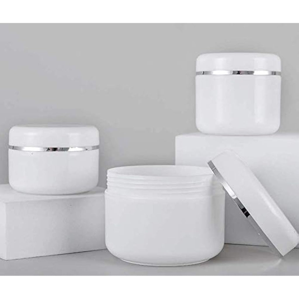 Jolof Store 100ml White Plastic Cosmetic Jars with Lids – 6 Pack
